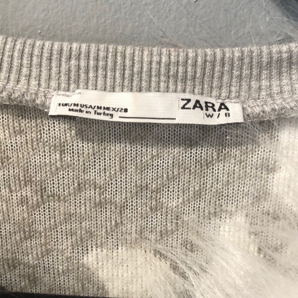 ZARA WHITE GREY FAUX FUR ZIP JACKET - Picture 7 of 7